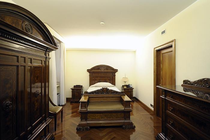 The small bedroom where Pope Francis sleeps. The small bedroom where Pope Francis sleeps.
